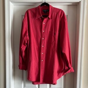 Ralph Lauren Men's Bright Red Long-Sleeve Button-Down Shirt